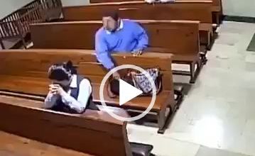 CCTV Footage Shows The Moment A Man Stole a Praying Woman’s Phone In Church (Video)