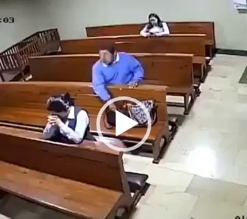 CCTV Footage Shows The Moment A Man Stole a Praying Woman’s Phone In Church (Video)